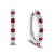 1.35ctw Ruby and Diamond Hoop Earrings in 14k White Gold