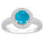 7mm Round Turquoise 1/5 ctw Diamond Rhodium Over Sterling Silver Halo Ring