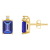 6x4mm Emerald Cut Tanzanite with Diamond Accents 14k Yellow Gold Stud Earrings