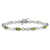Rhodium Over 10k White Gold Peridot and Diamond Infinity Bracelet