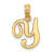 14k Yellow Gold Script Letter Y Initial Pendant