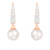 White Cultured Akoya Pearl 14k Rose Gold Earrings 7-7.5mm