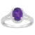 8x6mm Oval Amethyst 1/4 ctw Diamond Rhodium Over Sterling Silver Halo Ring