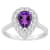 8x5mm Pear Shape Amethyst And White Topaz Accents Rhodium Over Sterling
Silver Halo Ring