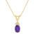 7x5mm Oval Amethyst with Diamond Accents 14k Yellow Gold Pendant With Chain