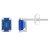 6x4mm Emerald Cut Lab Created Sapphire Rhodium Over 10k White Gold Stud Earrings