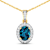 1.10ctw 14K Yellow Gold Blue London Blue Topaz and White Diamond Pendant
with 18 inch Cable Chain