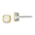 Rhodium Over Sterling Silver with 14k Accent Milky Opal Square Stud Earrings