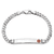Rhodium Over 14k White Gold Medical Red Enamel Flat Curb Link ID Bracelet