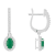 6x4mm Oval Emerald 1/3 ctw Diamond Rhodium Over Sterling Silver Halo
Dangle Earrings