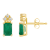 6x4mm Emerald Cut Emerald with Diamond Accents 14k Yellow Gold Stud Earrings