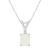 7x5mm Emerald Cut Opal with Diamond Accent 14k White Gold Pendant With Chain