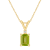 7x5mm Emerald Cut Peridot with Diamond Accent 14k Yellow Gold Pendant
With Chain