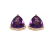 African Amethyst Trillion 14K Yellow Gold Stud Earrings, 2ctw