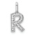 14K White Gold Diamond Letter R Initial Pendant