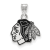 Rhodium Over Sterling Silver NHL LogoArt Chicago Blackhawks Enamel Pendant