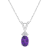 7x5mm Oval Amethyst with Diamond Accents 14k White Gold Pendant With Chain