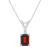 7x5mm Emerald Cut Garnet with Diamond Accent 14k White Gold Pendant With Chain