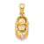 10k Yellow Gold 3D October Birthday Tourmaline Simulant Baby Shoe Charm