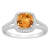 7mm Cushion Citrine 1/4 ctw Diamond Rhodium Over Sterling Silver Halo Ring