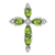Rhodium Over 14k White Gold Peridot and Diamond Cross Chain Slide Pendant