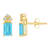 6x4mm Emerald Cut Blue Topaz with Diamond Accents 14k Yellow Gold Stud Earrings