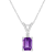 7x5mm Emerald Cut Amethyst with Diamond Accent 14k White Gold Pendant
With Chain