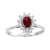 0.65ctw Pear Shaped Ruby and Diamond Ring in 14k White Gold