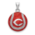 Rhodium Over Sterling Silver MLB LogoArt Cincinnati Reds Enameled Pendant