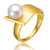 Pear Shape Freshwater Pearl Linear Ring In 14K Gold Over Sterling Silver