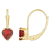 5mm Heart Shape Garnet 10k Yellow Gold Drop Earrings