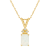 7x5mm Emerald Cut Opal with Diamond Accents 14k Yellow Gold Pendant With Chain