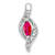 Rhodium Over 10k White Gold Diamond and 0.25 cttw Marquise Ruby Pendant