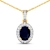 1.30ctw 14K Yellow Gold Blue Sapphire and White Diamond Pendant with 18
inch Cable Chain