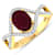 1.74ctw Red Ruby and Diamond 14K Yellow Gold Halo Ring