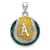 Rhodium Over Sterling Silver MLB LogoArt Oakland Athletics Enameled Pendant