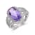 Amethyst and White Topaz Sterling Silver Halo with Split Shank Cocktail
Ring, 6.58ctw