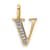 14K Yellow Gold Diamond Letter V Initial Pendant