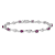 Rhodium Over 14k White Gold White Sapphire and Ruby Bracelet