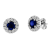 0.93ctw Sapphire and Diamond Halo Earring in 14k White Gold