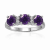 Amethyst and Moissanite Sterling Silver 3-Stone Ring