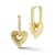 Rachel Zoe CZ Fluted Heart Charm Hoop Earrings in 14K Gold Over Sterling Silver