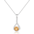 Round Citrine and White Sapphire Sterling Silver Pendant With Chain