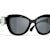 Chanel Black Cat Eye with Silver Tone Heart Detail Frame / Gray Lenses Sunglasses
