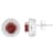 6mm Round Garnet 1/5 ctw Diamond Rhodium Over Sterling Silver Halo Stud Earrings