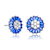 Sapphire Color CZ Halo Stud Earrings In Sterling Silver