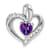 Rhodium Over 10k White Gold 0.99 ctw Amethyst and Accent Diamond Heart Pendant