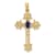14K Yellow Gold 5x3mm Oval Sapphire Cross Pendant