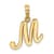 14k Yellow Gold Script Letter M Initial Pendant