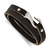 Black and Brown Leather and Stainless Steel Wrap Bracelet